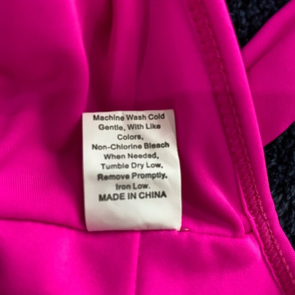 ⬇️PRICE DROP ⬇️ Hot Pink Cross Over Bra Top High Waisted Bikini Bottom-Size S - Picture 11 of 11